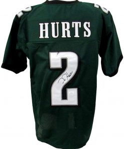 B08TW72XWD Jalen Hurts Signed/Autographed Eagles Green Custom Football Jersey JSA 157498