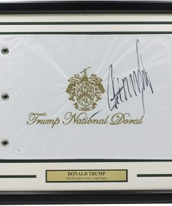 B08VR8PKVX Donald Trump Signed Framed Trump Golf Flag JSA