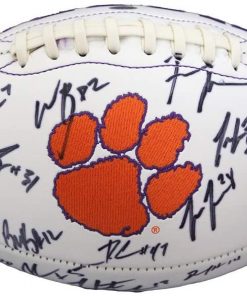 B08SLSWFTW Clemson Tigers 2018-19 National Champions Team Signed Autographed White Panel Logo Football PAAS LOA COA Trevor Lawrence