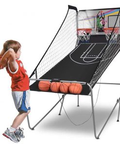 B08VJ9T2FP HomVent Foldable Basketball Arcade Game, 2 Player Basketball Arcade, Electronic Double Shot 2 Player w/ 4 Balls and LED Scoring System, Indoor Basketball Game for Kids, Adults