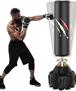 B08T1K2945 WGCC Punching Bag with Stand 69"- 440lbs Heavy Boxing Bag with Durable Suction Base - Adults Kick Punch Bag, Kids Freestanding Punching Bag for Home Office, Black