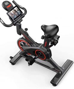 B08SBVJMLM Indoor Exercise Bike Studio Cycles Aerobic Training Fitness Cardio Bike with Adjustable Resistance & Seat, Digital Monitor, Phone and iPad Holder, for Cycling, Home, Gym, Workout