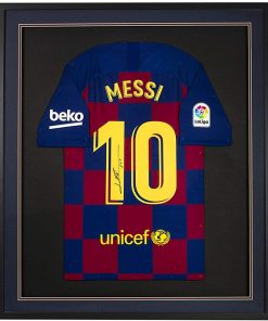 B08T3TBQTK Lionel Messi Signed Framed FC Barcelona Soccer Jersey Messi LOA