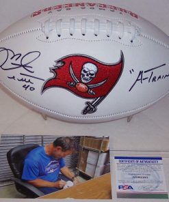 B008PIATN2 Mike Alstott Autographed Hand Signed Tampa Bay Bucs Buccaneers Logo Full Size Football - with A-Train Inscription - PSA/DNA