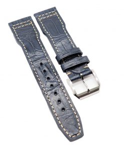 B08SJVNZKM 21mm Pilot Style Independence Blue Alligator Leather Watch Strap For IWC, Semi Square Tail