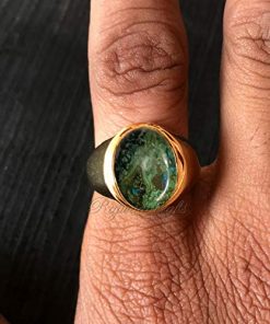 B08VJHXGLP Azurite Ring Azurite Malachite 925 Sterling Silver Gemstone Ring Yellow Gold Plated Ring, Sterling Silver Ring Handmade Ring Gift For Women