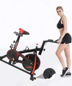 B08SQYKDFB [US Stock]Exercise Bike Heavy Duty Indoor Cycling Bike Adjustable Stationary Bicycle with Phone Holder LCD Display and Wheels for Home Gym Women Men Workout Cardio Training,440lb Capacity