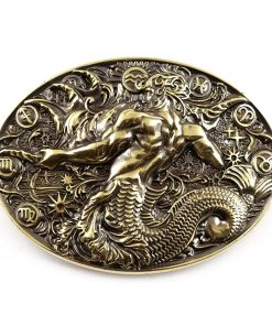 B08W1XJTPX Aquarius belt buckle, Horoscope Astrological Zodiac Sign solid brass belt buckle for casual belt for men and women