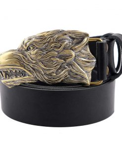 B08W5DB6JN Grey Wolf belt buckle on leather belt, Handmade wolf head solid brass belt buckle, Belt buckle the wolf