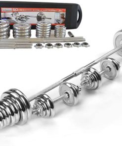 B08TBKZJGW Belone 2 in 1 Pair Dumbbells Barbell Set, Adjustable Dumbbells with Free Carry Case & Connector Rod, Exercise Fitness Dumbbells for Home Gym, 110 lb