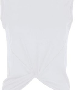 B08V94V2MP Lucky In Love Women`s Twist Front Tennis Tank (Large White)
