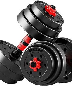 B08W34295P MOVTOTOP Dumbbells Set, 2 in 1 Barbell Weight Set Solid Adjustable Weight Dumbbells up to 66LBS with Connecting Rod & Anti-Slip Weight Dumbbell Set for Men & Women Strength Training Workout Gym