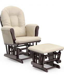 B001IACJQ4 Storkcraft Premium Hoop Glider and Ottoman (Espresso Base, Beige Cushion) â€“ Padded Cushions with Storage Pocket, Smooth Rocking Motion, Easy to Assemble, Solid Hardwood Base