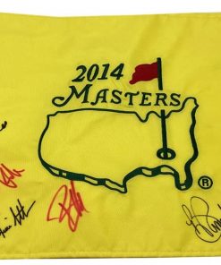 B08W2NV1DJ Authentic Autographed Bill Haas, Chris Kirk, Ryan Moore 2014 Masters Flag ~ Certified