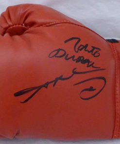 B08WQ98FHD Authentic Autographed Sugar Ray Leonard & Roberto Duran Red Everlast Boxing Glove LH Beckett BAS Stock #177571