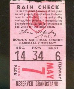 B08SGMHG6P 1950 Red Sox v St. Louis Browns Ticket 5/7 HR Ted Williams Fenway 68248