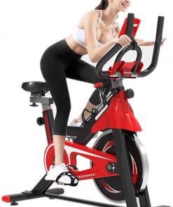 B08TQN4CCJ Haieshop Exercise Bike Adjustable Mute Multifunctional Weight-Loss Fitness Equipment with Led Display, Red