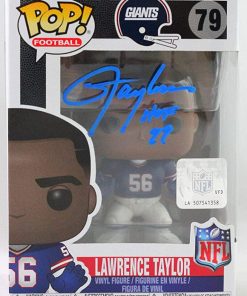 B08V9B4MZD Lawrence Taylor Autographed New York Giants Funko Pop Figurine w/HOF - Beckett W Auth Blue