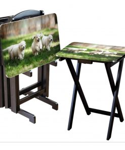 B08W254FT4 Group Puppy Custom TV Tray Table Add Photo Hold 44 lbs No Assembly Gift Present