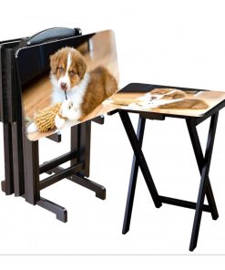 B08W2G4SGQ Puppy Dog Custom TV Tray Table Add Photo Hold 44 lbs No Assembly Gift Present