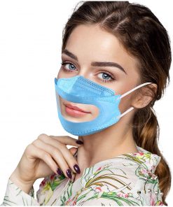 B08T1LP41K Padaleks 3D Disposable Face_Madk 3Ply Non-Woven Breathable Dustproof Transparent Lips Mouth Visible Expression for Women Adults Also for Deaf and Hard of Hearing