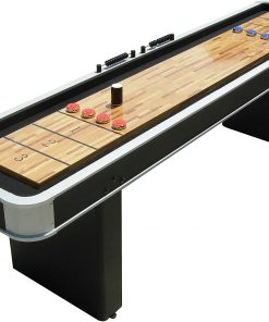 B003ZZYOUE Atomic 9â€™ Platinum Shuffleboard Table with Poly-coated Playing Surface for Smooth, Fast Puck Action and Pedestal Legs with Levelers for Optimum Stability and Level Play