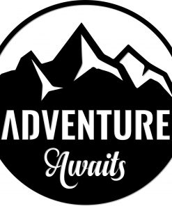 B08SNXXBWG Round Adventure Awaits - Beautiful Solid Metal Home Decor Decorative Accent Metal Art Wall Sign - 24 Inch - Black