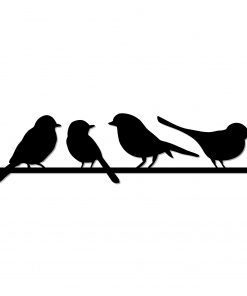 B08SRCTPJ3 Bird Graphic on Line - Beautiful Solid Metal Home Decor Decorative Accent Metal Art Wall Sign - 24 Inch - Black