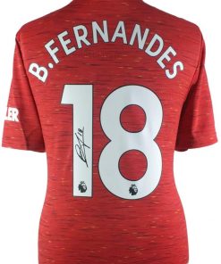B08WWXLLJ8 Bruno Fernandes Signed Manchester United Soccer Shirt | Autographed Soccer Memorabilia