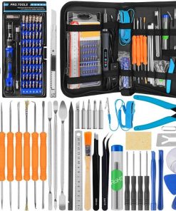 B08S3Y2WTK SHENLIJUAN 110/220V Adjustable Temperature Electric Soldering Iron Kit with Screwdriver Tweezers Kit Iron Tips Welding Repair Tools (Color : 90W Kit, Plug Type : EU)