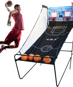 B08T15BCQV LXLA Dual Shot Basketball Arcade Game for Indoor, Adult Electronic Basketball Hoop Game with 4 Balls, 8 Game Modes and Electronic Scoreboar