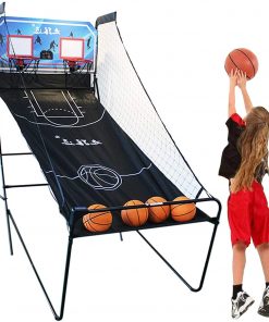 B08T1JCV93 LXLA Electronic Basketball Arcade Game for Kids/Teens, 2-Player Indoor Basket Hoop Stand with Game Modes, 4 Balls and Inflation Pump