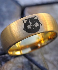 B08XBG7PBR Jiggly Puff Pouty Angry Kawaii Chibi I Choose You Wedding Band Pokemon Jewelry Anime ring anime Gift Pikachu Wedding Band Pokeball Ring
