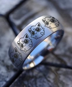 B08XBHM5PY Jiggly Puff Cute Kawaii Chibi I Choose You Wedding Band Pokemon Jewelry Anime ring anime Gift Pikachu Wedding Band Pokeball Ring