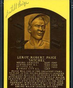 B08SVPK73S Satchel Paige PSA DNA Coa Autograph Hand Signed Gold HOF Plaque Postcard