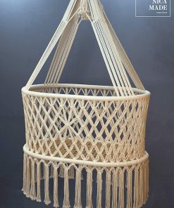 B08TWCCZLR Hanging Macrame Crib"Cuna de Macrame" Boho Baby Swing Cradle Bassinet