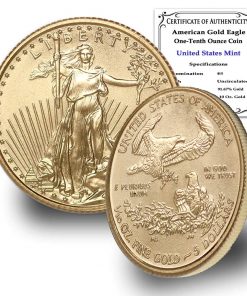 B08SVFJ4ND 2021 1/10 oz Gold American Eagle Brilliant Uncirculated with Certificate of Authenticity by CoinFolio $5 Mint State
