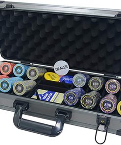 B08X1ZHYNV Poker Chip Set for Texas Holdem, Blackjack, Gambling with Carrying Case, Cards, Buttons and Dice Style Casino Chips (11.5 Gram) by Trademark Poker
