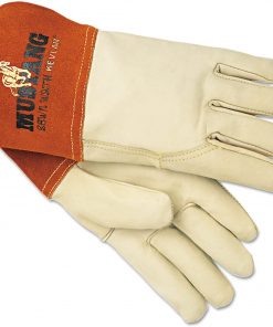 B00A1B1BBA MCR Safety 4950L 24-Piece Mustang MIG/TIG Leather Welding Gloves - Large, White/Russet