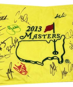 B08W2LQNKN Authentic Autographed Justin Rose, David Duval, Martin Kaymer, Retief Goosen, Stewart Cink 2013 Masters Flag ~ Certified