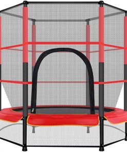 B08WPK56NM Will 55In Trampoline with Enclosure Net and Safety Pad, Exercise Trampolines with Spring Cover Padding and Jumping Mat, Capacity 100lbs, for Children Play Sports