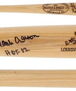 B08VGYP1N3 Hank Aaron Atlanta Braves Autographed Louisville Slugger Game Model Bat with"HOF 82" Inscription - Autographed MLB Bats