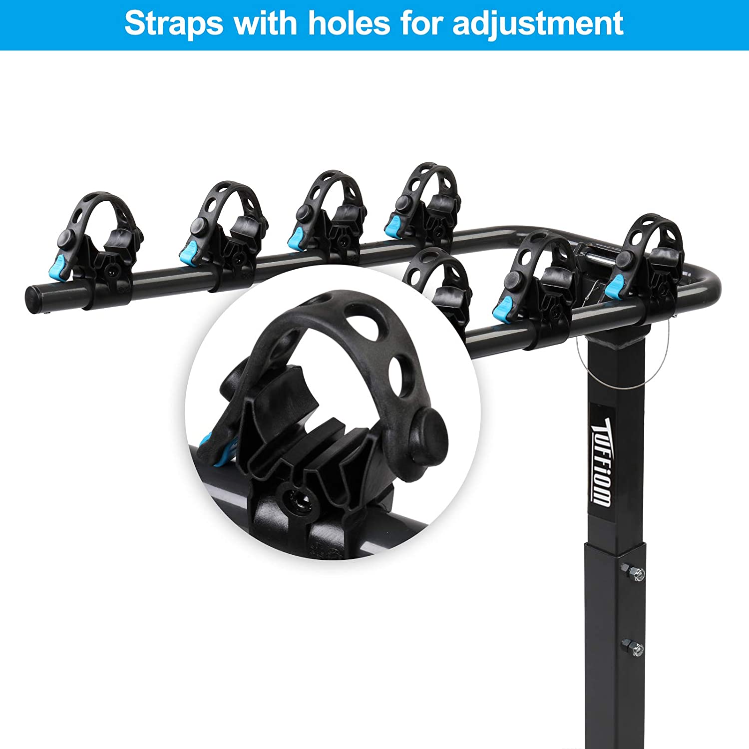 Adjustable Mounting Saddles & Rubber Straps TUFFIOM 3-Bike Hitch Mount Rack with Stabilizer Black Bicycle Carrier Holder for Car Truck SUV Minivan with 2Inch Hitch Receiver