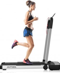 B08WBY8YWY Murtisol 2 in 1 Folding Treadmill, 2.25HP Under Desk Electric Treadmill, Installation-Free with APP, Remote Control and LED Display, Portable Walking Machine for Home, Office & Gym