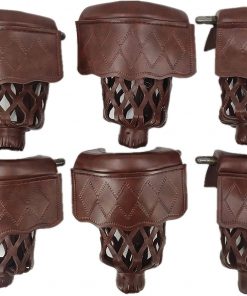 B08S7BBBCK Pool Table Pockets Leather Billiard Pockets Made of PU Leather, Diamond Pattern Shield, Walnut Color, Set of 6