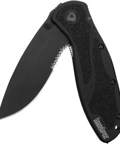 B0074FIPEM Kershaw Blur, Glassbreaker Folding Knife (1670BGBBLKST); Partially Serrated 3.4â€ 14C28N Steel Blade, Anodized Aluminum Handle with Trac-Tec Grip, Glassbreaker Tip, SpeedSafe Opening, Pocketclip;4 OZ.