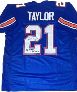 B08W2KQKHQ Authentic Autographed Fred Taylor Florida Gators Custom Blue Jersey w/ 96 Natl. Champs Inscription ~ PSA/DNA