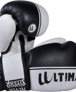 B08TRSBS2M UFG Ultimate Pro Boxing Gloves Black White Special Editing- Boxing MMA Bag Work Training