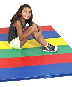 B001EHOEN2 Children's Factory Rainbow Folding Gym Mat for Kids/Toddlers, Soft Foam Baby Floor Mats for Playroom/Homeschool, Indoor Play Equipment for Classrooms, 4'x6'
