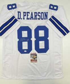 B08VWFS93B Autographed/Signed Drew Pearson Dallas White Football Jersey JSA COA